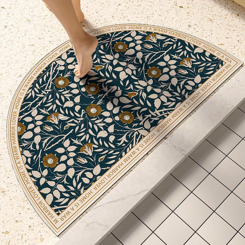 Bathroom Entrance Diatom Mud Floor Mat Semi-circular Anti-slip Quick-drying Foot Mat Bathroom Toilet Door Absorbent Household Carpet