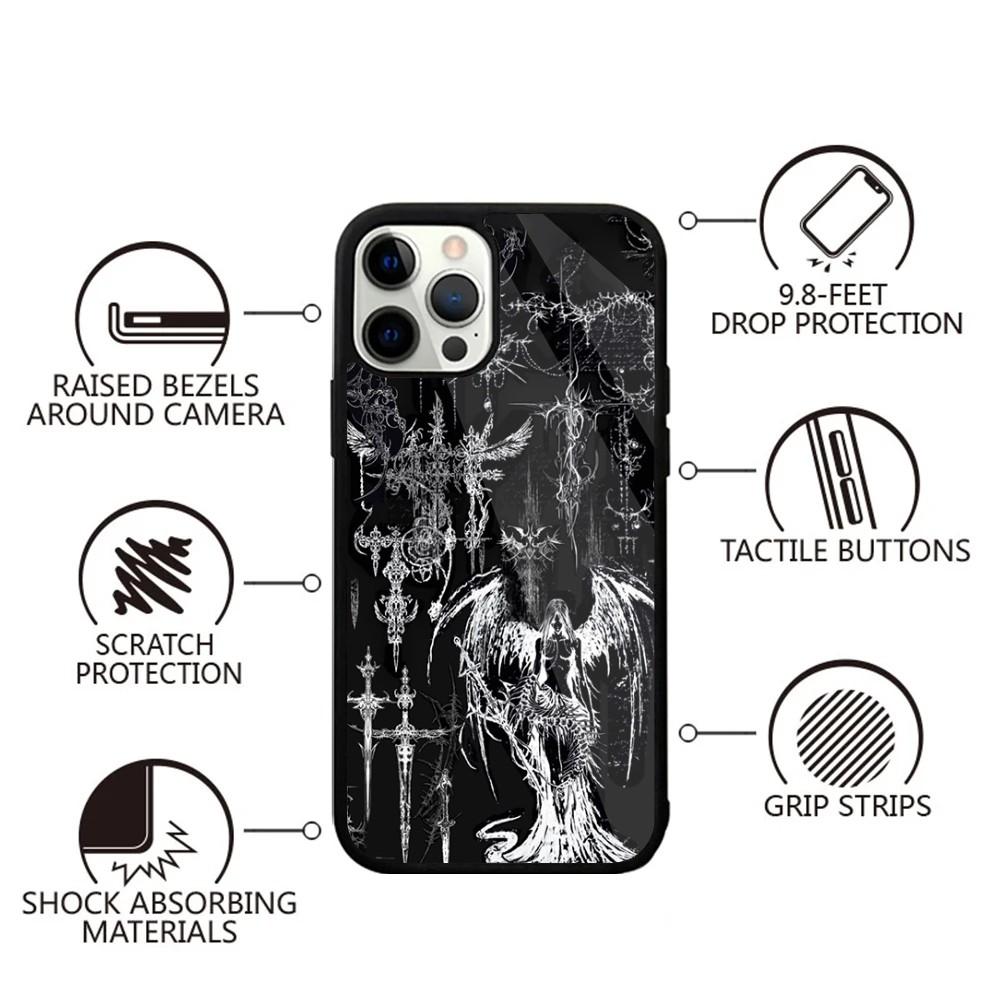

Cyber Sigil Cross line Phone Case For iPhone 16,15,14,13,12,11,Plus,Pro,Max,Mini Magsafe Magnetic Wireless Charging iPhone14pro
