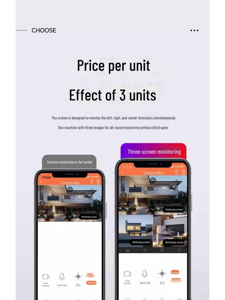Three-Lens 360° Mobile Camera with Remote Monitoring & Intelligent Human-Shape Tracking