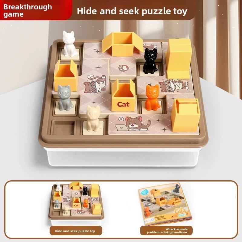 Hidden Cat Puzzle Clearance Board Game Cat Children Spatial Planning Logical Thinking Training Montessori Educational Toys Gifts
