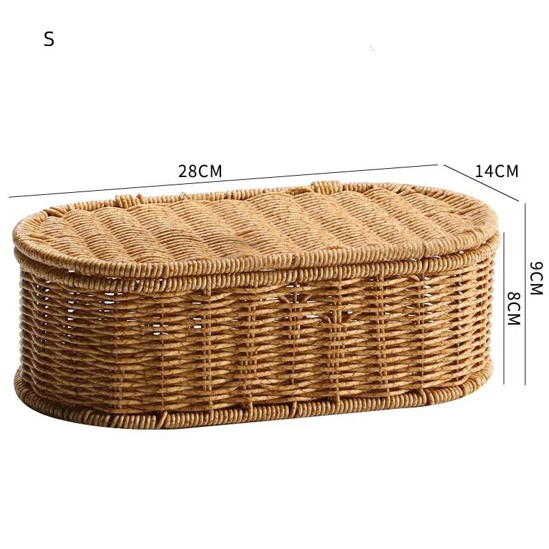 Bohemian Imitation Rattan Storage Basket Woven Storage Box Dust-Proof Frame Home Decoration Basket