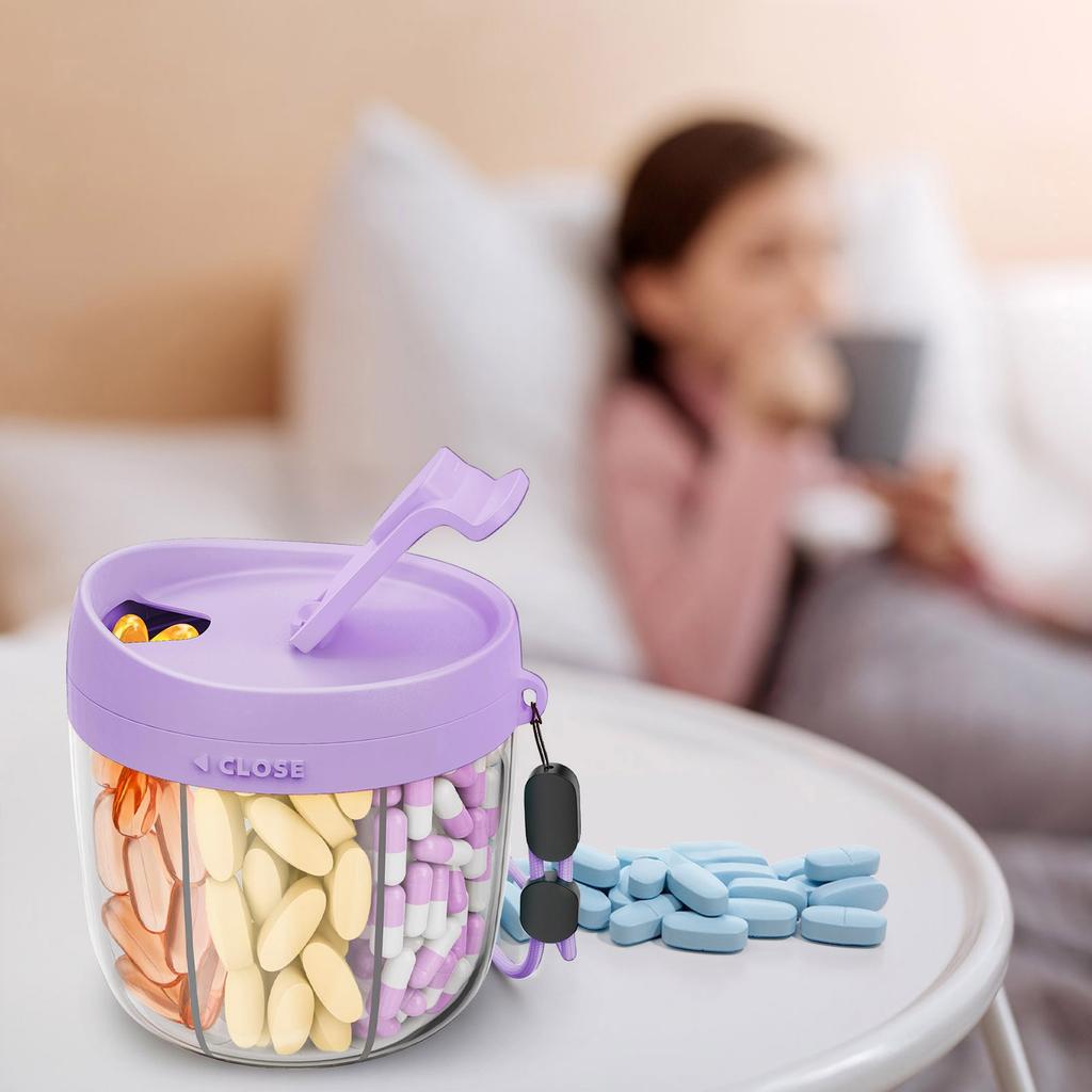 Cute Large Pill Dispenser Storage Container Anti-Mix Moisture-proof Portable Travel Bottle Organizer With Wide Opening Easy Use