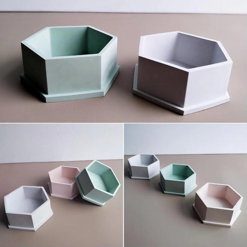 On Candle Jar Silicone Molds, Geometric Plant Pot Molds for Resin, Concrete, and Epoxy Resin Casting
