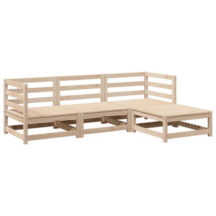 VidaXL Salon de jardin 4 pcs bois massif de pin, ensemble de canapés d'extérieur, ensemble de canapés de jardin, canapé 3299377