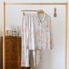 Spring and Summer  New Women's Pajamas Set Cotton Silk Gongsatin High End Large Flower Home Furnishing Long Sleeve Pants