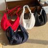 Adjustable Polka Dot Nylon Crossbody Bag Drawstring Lightweight Pleated Shoulder Bag Prined Large Capacity Canvas Dumpling Bag