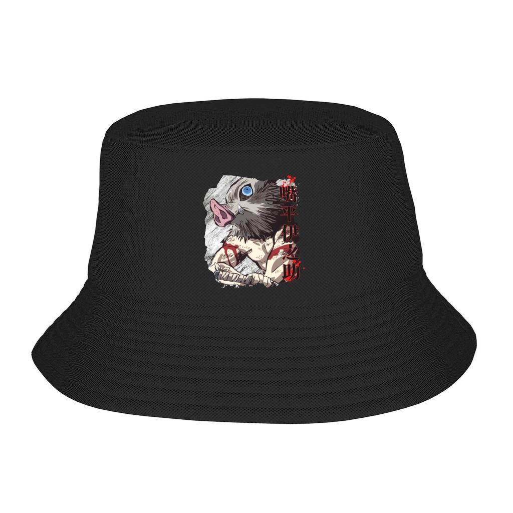 Pig Assault Bucket Hat Spring Picnic Headwear Inosuke Demon Slayer Anime Fisherman Caps for Outdoor Sport Unisex Bob
