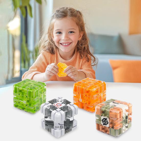 1/2Pcs 3D Puzzle Maze Cube Educational Brain Teaser Handheld Rolling Ball Maze Cube Spatial Recognition Logical Thinking Training Bead Maze Toy