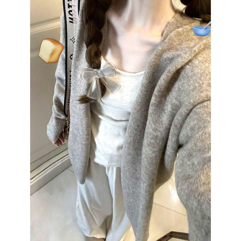 Women's High-End Oatmeal Knit Cardigan – Autumn Loose Slimming Casual Outerwear