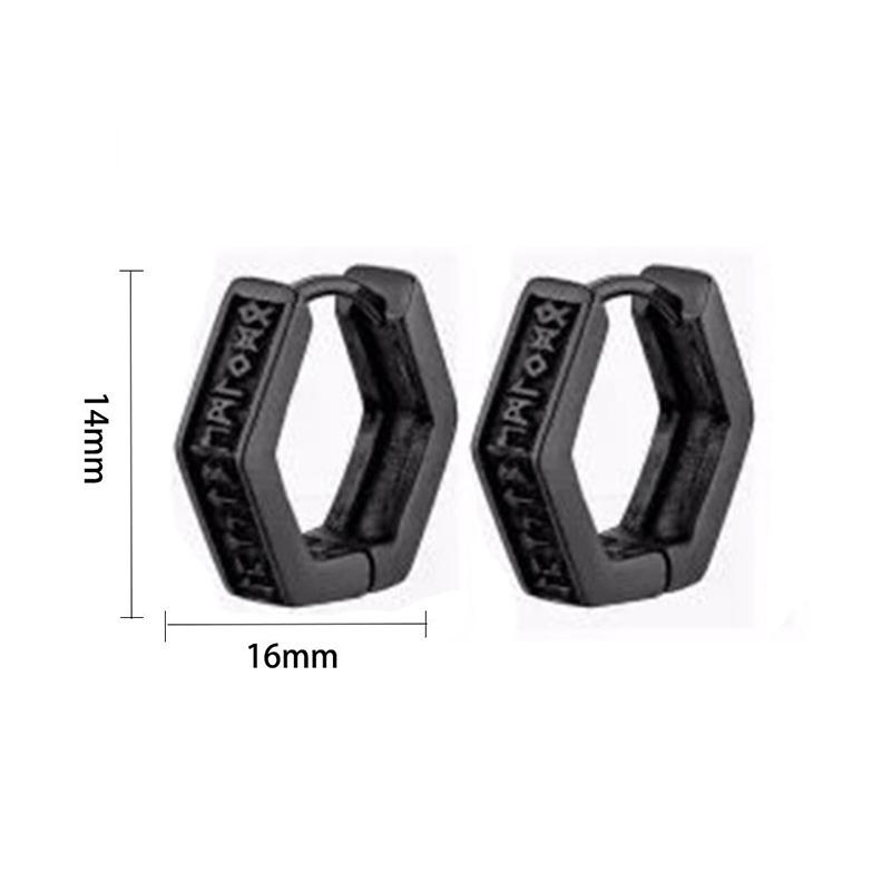1 Pair Gothic Viking Rune Stud Earrings For Women/Men Stainless Steel Cubic Zirconia Rock Punk Piercing Jewelry