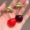Red Sakura Brooch Women's Fruit Cherry Brooch Fashion Light Luxury Sweet Personality Pin Anti-light Buckle Suit Accessories