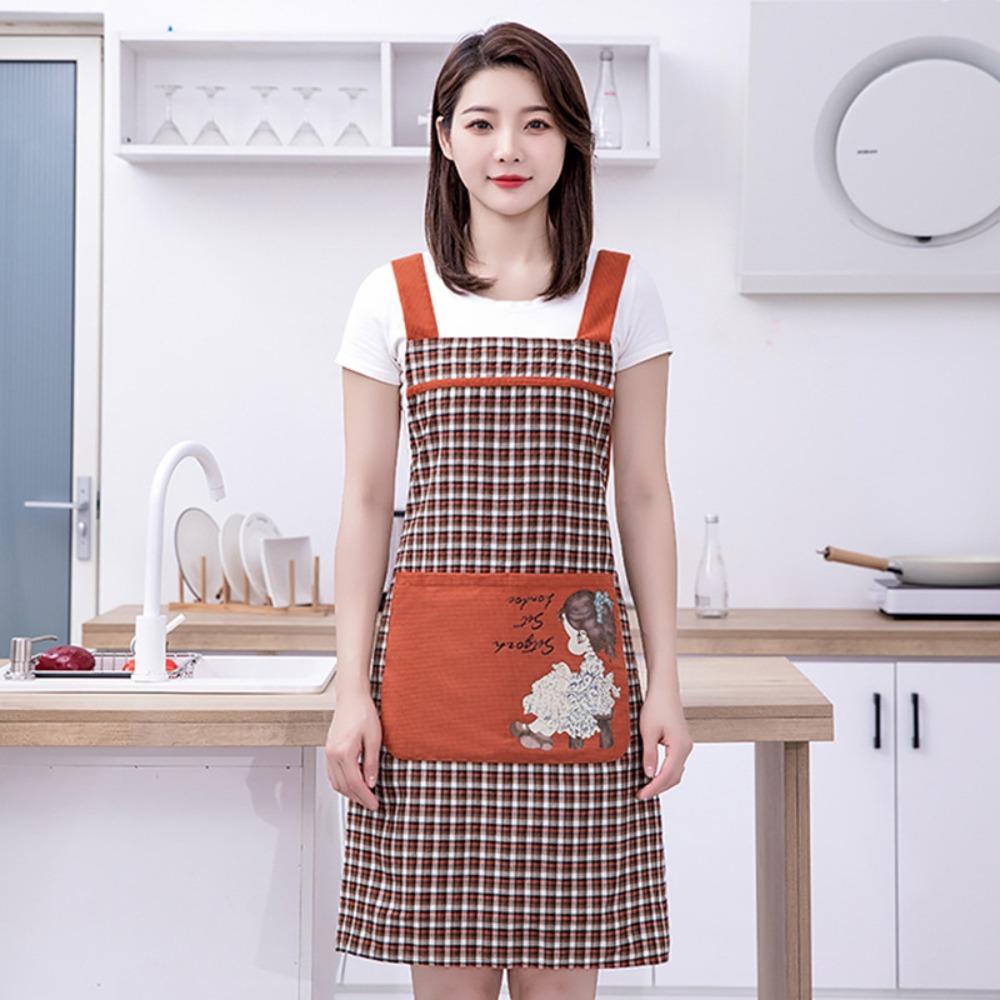 Cartoon Girl Women Kitchen Apron Household Coffee House Apron Work Apron Barber Carpenter Florist