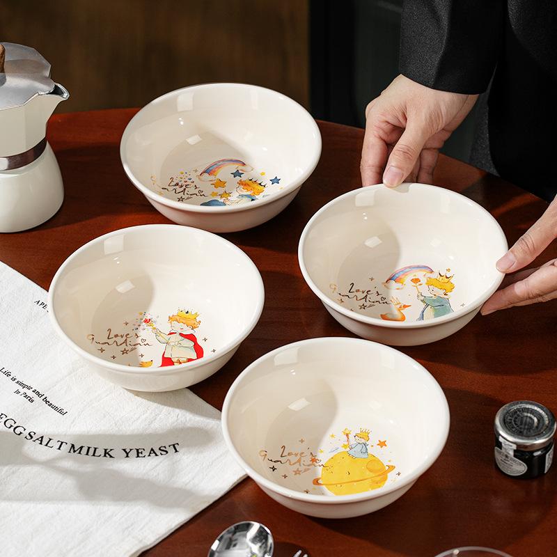 Japoński Kreskówkowy Mały Książę Miska Owsianka, Domowa Urocza Ceramiczna Miska dla Dzieci, Uroczy Zwierzęcy Talerz Śniadaniowy Miska Miska na Zupę