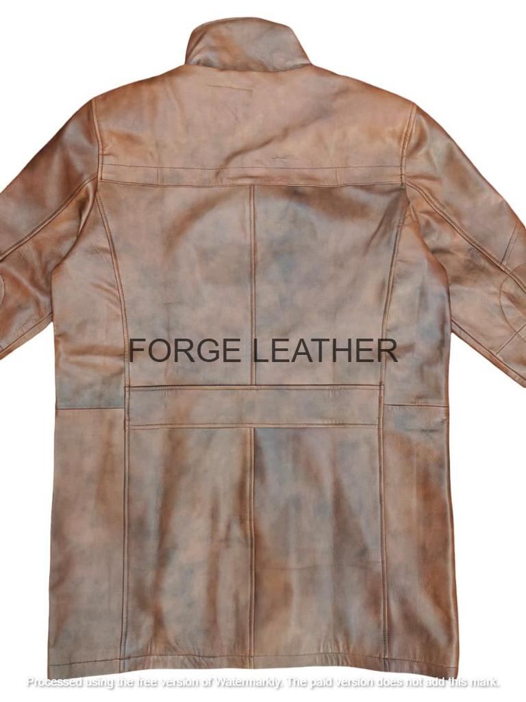 Brown Halloween Stylish Formal Casual Men Trench Coat Genuine Leather Lambskin