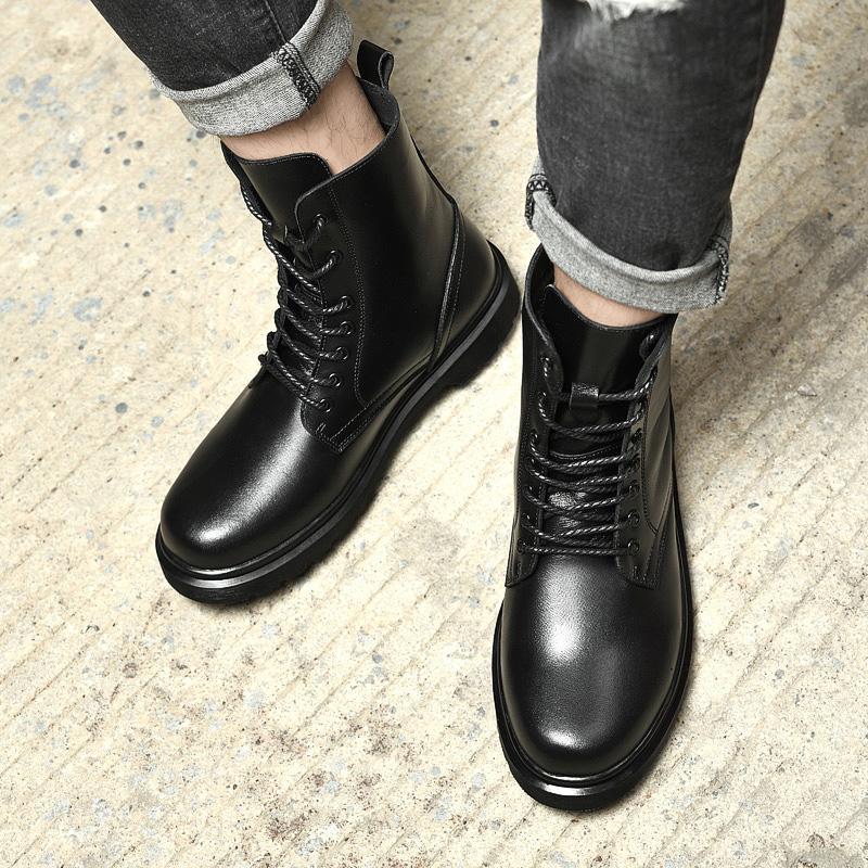 Móda Nové Pánské Kvalitní Černé Kožené Boty Módní Trend, Protiskluzové, Odolné, Pohodlné Jezdecké Všestranné, Vodotěsné, Vysoké Boty