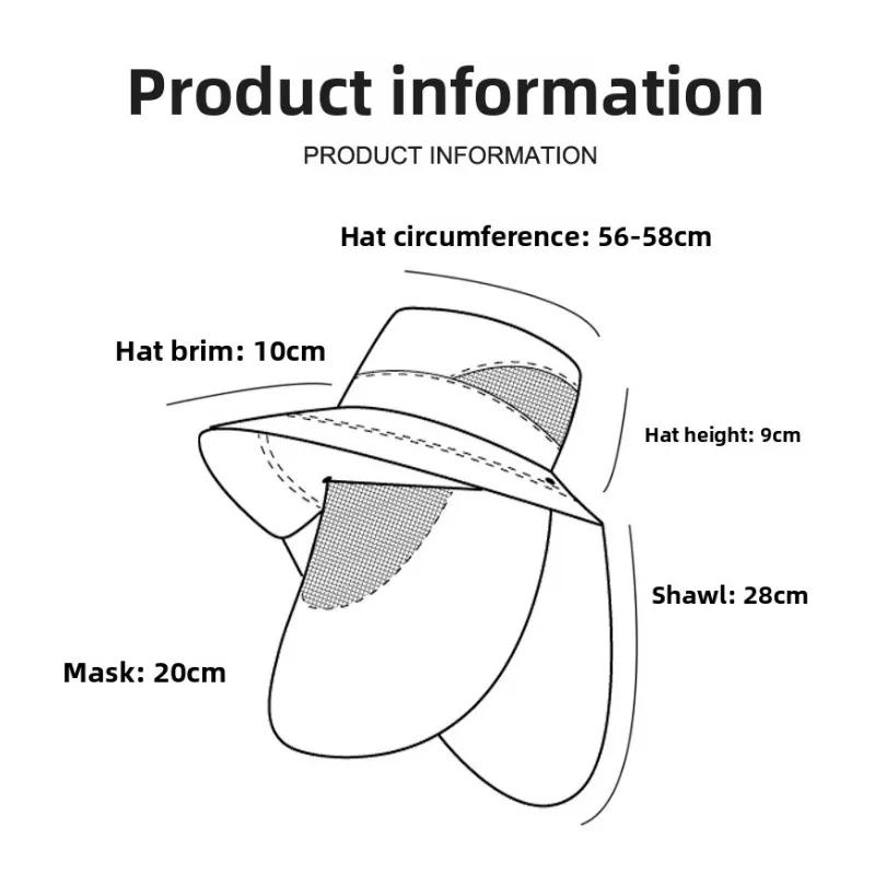 1-10PCS Sun Protection Hat with Face Veil Neck Flap Mosquito Proof Fishing Cap Outdoor UV Wide Brim Fisherman