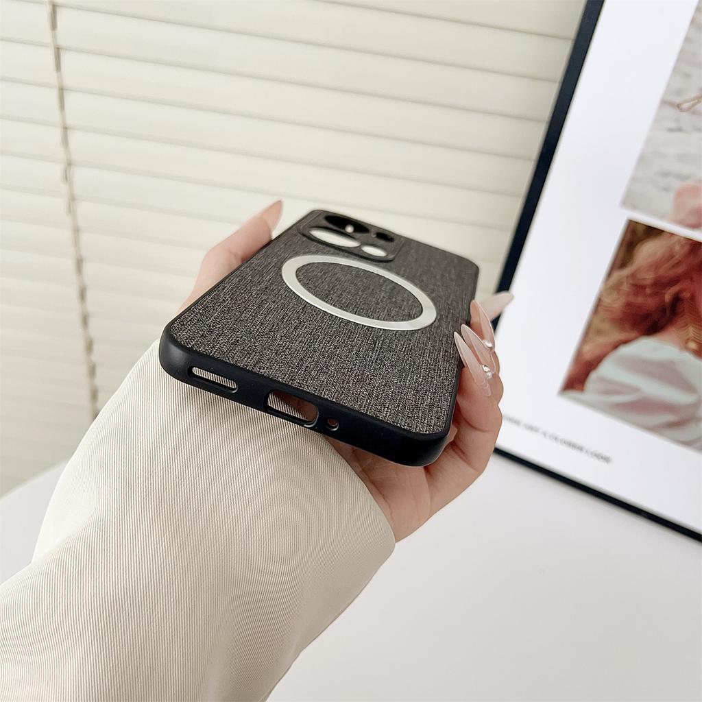 For Oppo Reno13 Pro 5G Case Drop-Proof TPU+Cloth Back Phone Cover Compatible with MagSafe