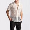 Men's Lace Short Sleeve Shirt Summer Casual Breathable Tops Fashionable Hundred Men's Tops
