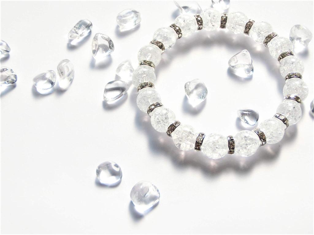 Crack Quartz Power Stone Bracelet for Natural Stone 16cm Kanoishi [Purification/Health] Women, [Purification Set, Pebbles, Quartz, Healing] (Women's