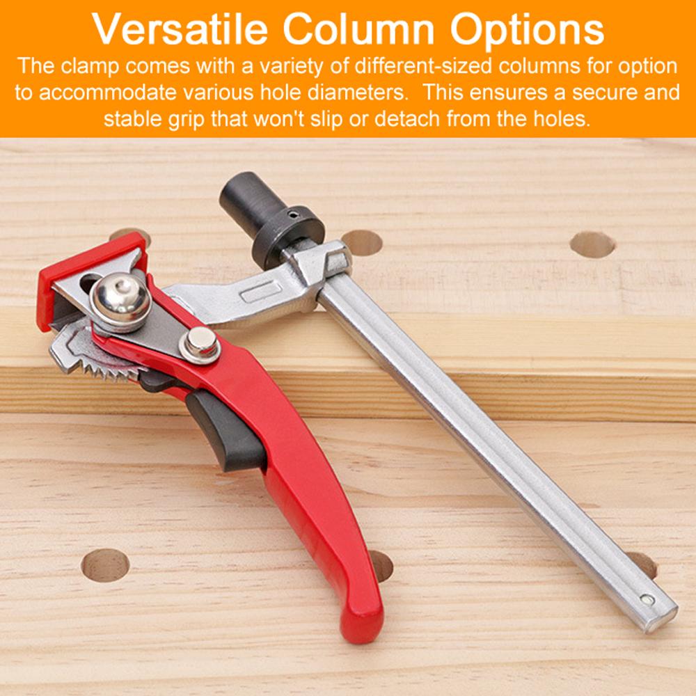 Woodworking Desktop Dog Hole Fixing Clamp Adjustable Steel Table Clamp for Woodworking Workbench Fixing Ratchet 19/20MM F Clamp