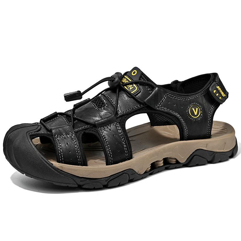 New Sandals Men's Summer Men's Genuine Leather Driving Outdoor Men's Outdoor Sports and Casual Pump Beach Shoes