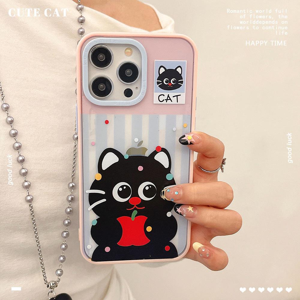 New Kitten Suitable for Apple 16 Acrylic Iphone15 Mobile Phone Case 14pro Anti Fall Large Hole 13 Soft Edge