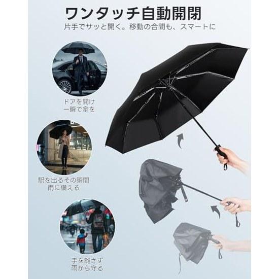 Foldable Umbrella Large Size Men Lightweight One-touch Automatic Open Close Sunshade Rain Sun Compatible Durable compact210T Super Water-repellent8 UV
