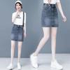 Spring Summer Plus Size Skirt for Women High Waist Large Size Slit Black or Blue Jeans Skirts Korean Slim Femme A-line Skirt