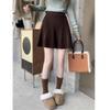 Grey Slimming High-Waisted Knit A-line Skirt - Women's 2025 Retro Korean Style Short Skirt