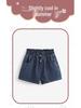 Malwee Girls' Summer Jeans: European & American Style, Elastic Waist, Cute Design for Small To Medium Children