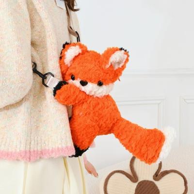 Plüsch-Schultertasche mit Fuchsmotiv, niedlich, flauschig, lockig, weich, klein, Handtasche, Münzfach, Geschenk für Kinder, Gute-Nacht-Freundin, Mädchen, Auto-Dekoration