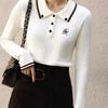 ZOSOUL Women's Polo Collar Embroidered Sweater