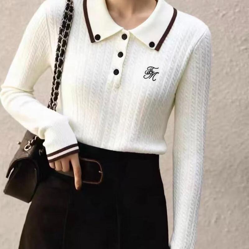 ZOSOUL Women's Polo Collar Embroidered Sweater