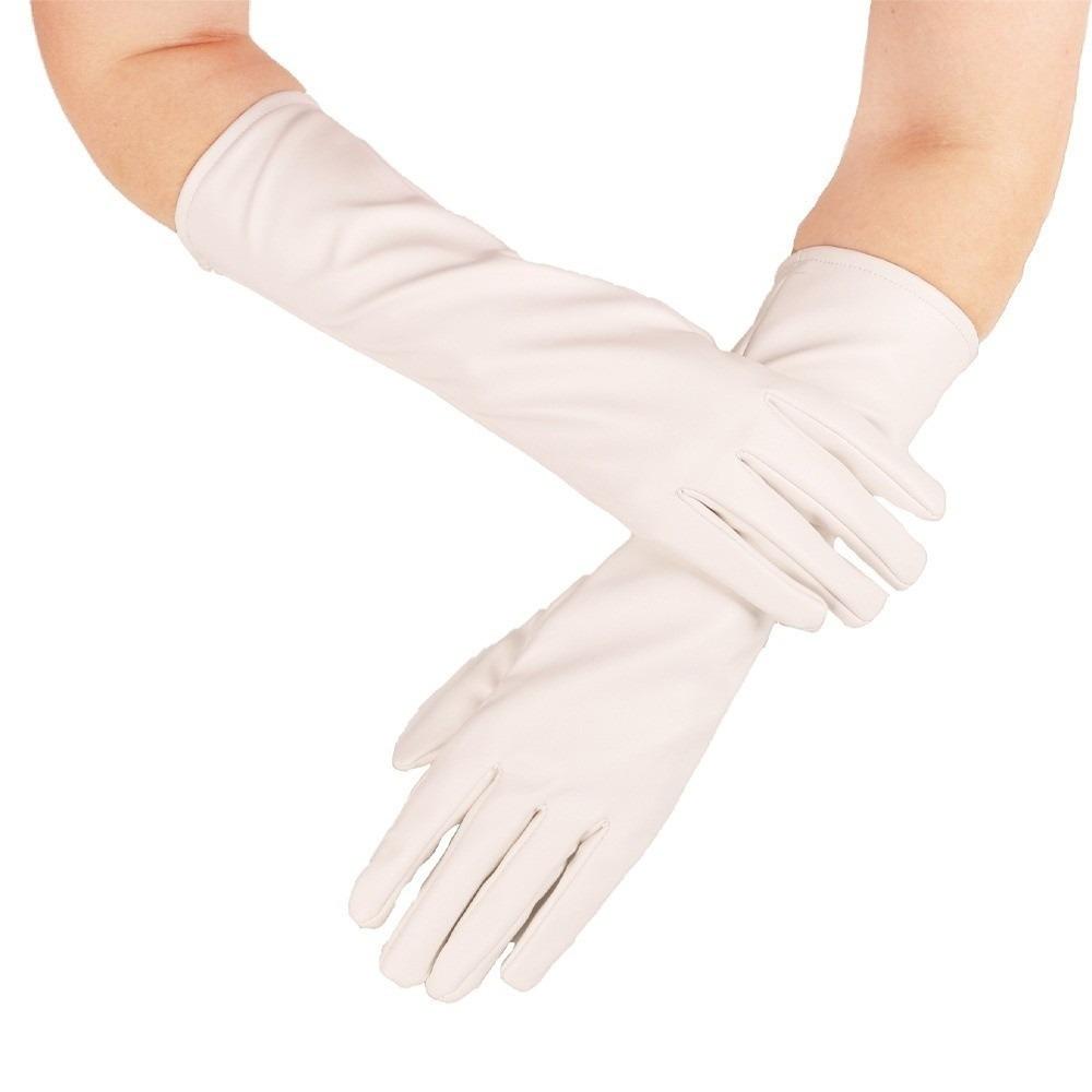 1 Pair Solid Color PU Leather Gloves Extra Long Stage Performance Gloves Driving Gloves  for Women