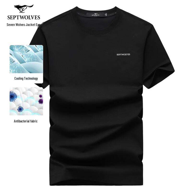 Septwolves Men's Casual Back Print Short-Sleeve T-Shirt