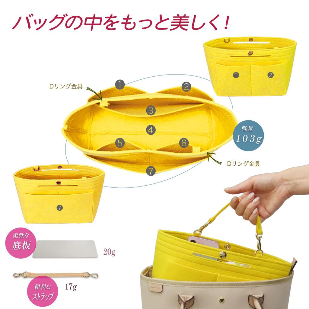 Innerpåse med bottenficka för tygkasse Övervakad med Bag-in-Bag-platta, Väskor, Fördelar, Dam (Cafébrun, PS)