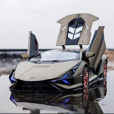 Nouveau 1:24 Lamborghini Sian FKP 37 Voiture de sport Modèle moulé sous pression Son Super Voiture de course Levage Queue Aile Roues Enfants Garçons Cadeau