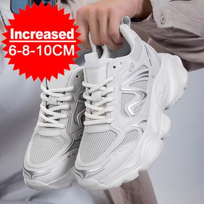 Modne Nowe Męskie Oddychające Siatkowe Trampki Buty na Podwyższenie Niewidoczny Wewnętrzny Wzrost Wzrostu 10CM Męskie Buty Sportowe Buty Zwiększające Wzrost