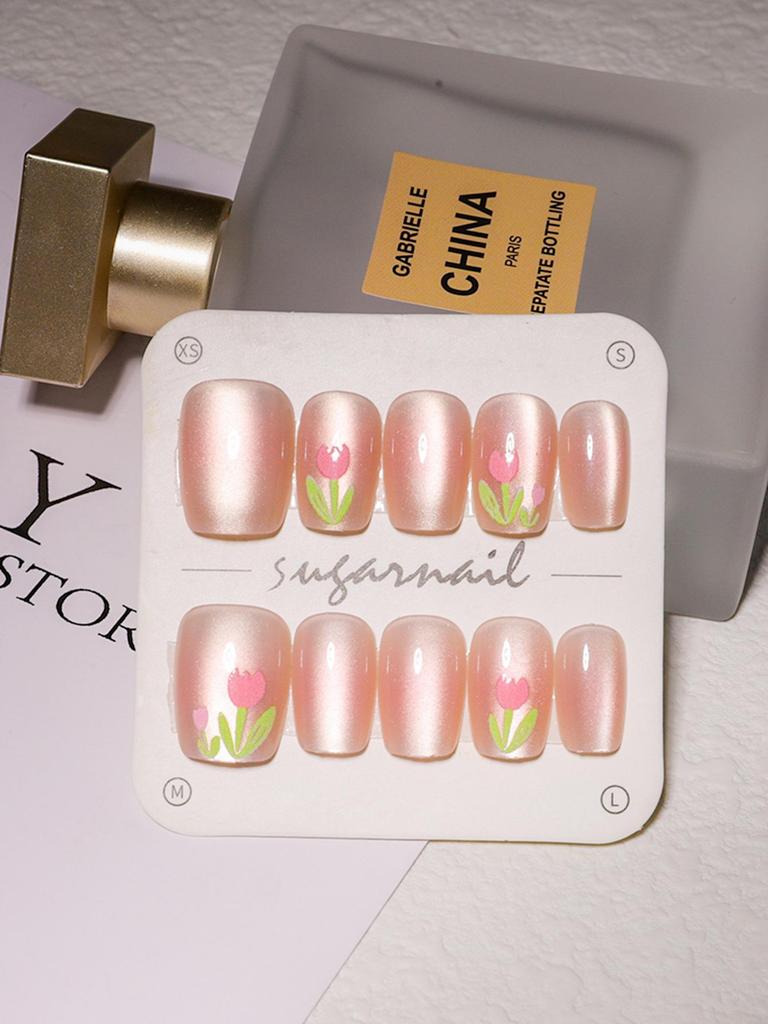 Butterfly & Cat Eye Wearable Nail Kit - Cute Short Manicure Pieces