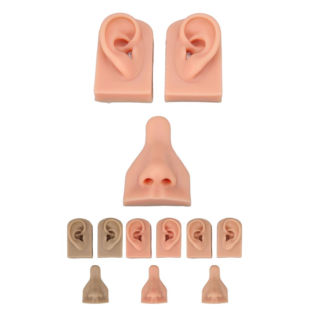 Silicone Piercing Practice Model Simulation Soft Flexible Nose Ears Model for Display Teaching