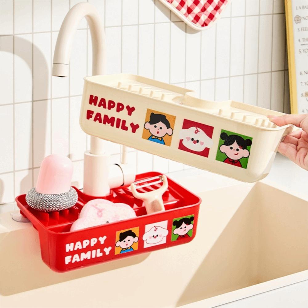 Dry-Wet Faucet Drain Rack Cartoon Drain Storage Box Anti Mold Faucet Storage Rack Home Use