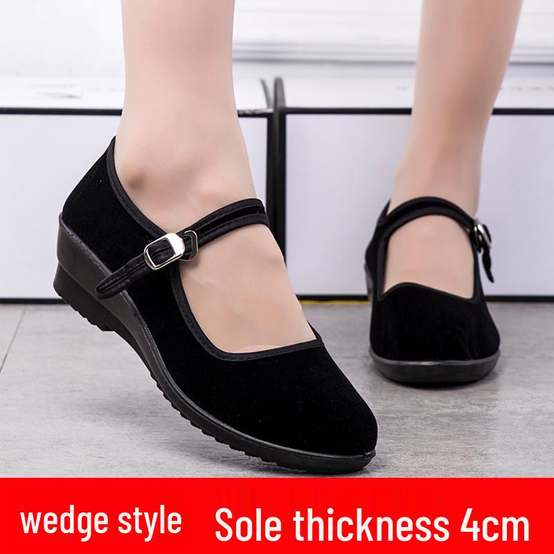 Damen Flache Schwarze Rutschfeste Schuhe mit Weicher Sohle für Arbeit oder Tanz