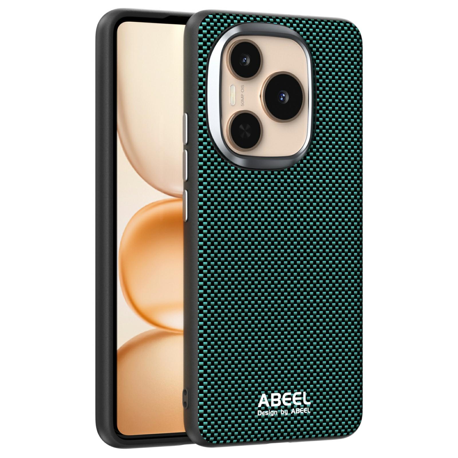 

ABEEL For Honor Power 5G Case Compatible with MagSafe Printed PC TPU Aluminum Alloy Leather Phone Cover Green