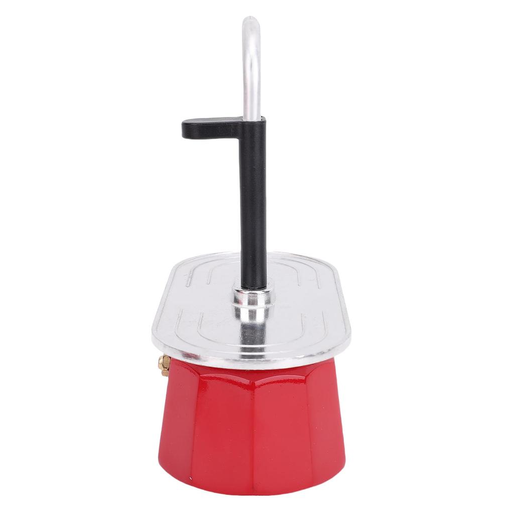 2 Cup Coffee Pot Red Aluminum Alloy 100ml Double Tube Stovetop Coffee Maker for Home Travel