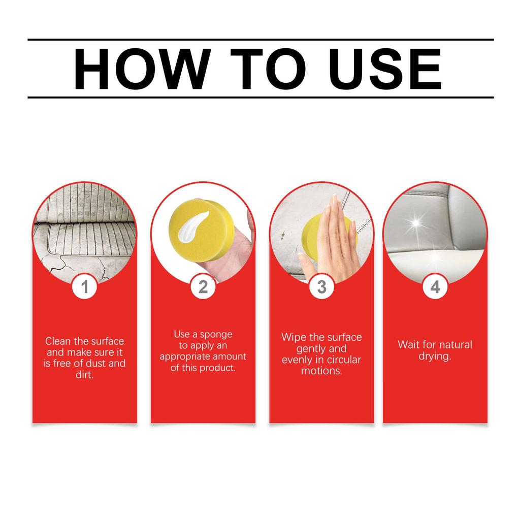 RAYHONG Leather Revitalizing Cream 100g Deep Cleansing, Stain Resistance Suitable for Multiple Scenarios Free Sponge Included