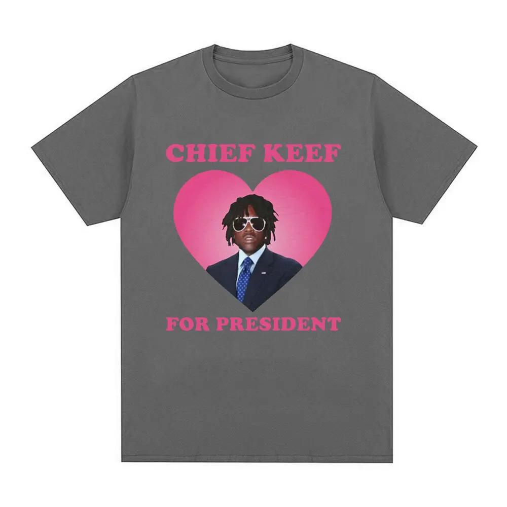 

Футболка с надписью «Rapper Chief Keef for President», мужская модная повседневная футболка с коротким рукавом, эстетичные винтажные футболки большого размера S чёрный