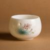Ink wash mountain suet jade white porcelain teacup hat cup fair cup bubble teapot kung fu teacup master cup ceramic tea set