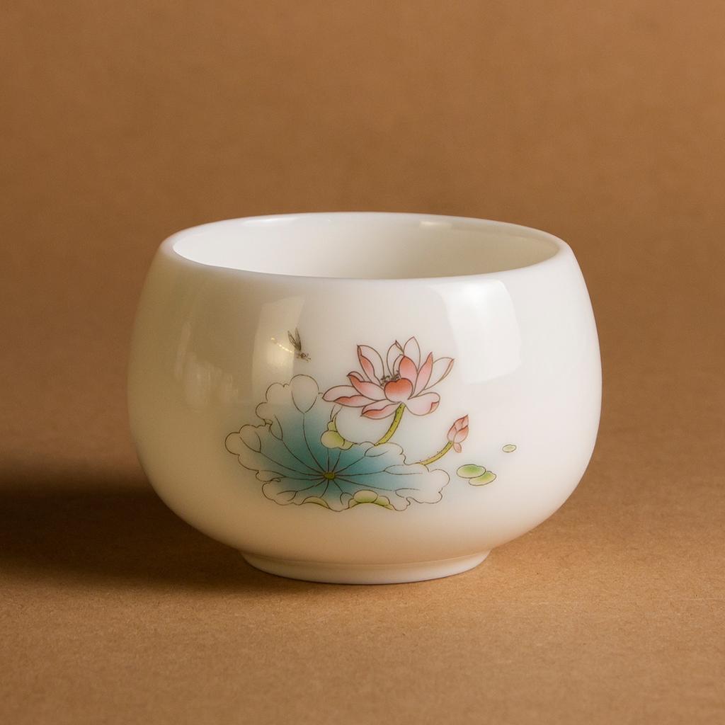 Ink wash mountain suet jade white porcelain teacup hat cup fair cup bubble teapot kung fu teacup master cup ceramic tea set