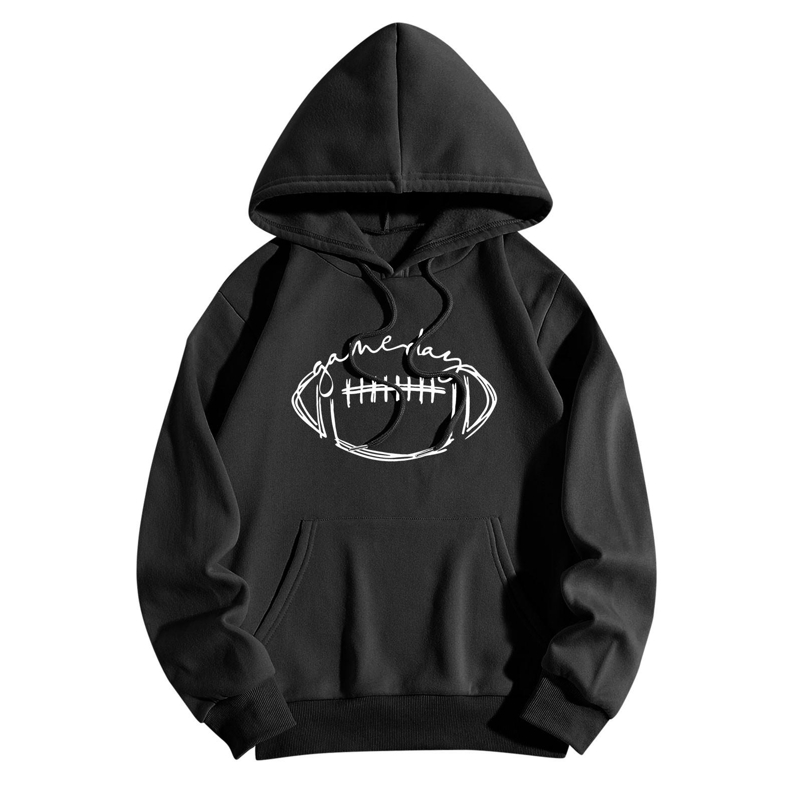

Толстовки для девочек-подростков с длинным рукавом и принтом букв, повседневные графические толстовки с капюшоном, пуловер с завязками, симпатичная толстовка большого размера L чёрный