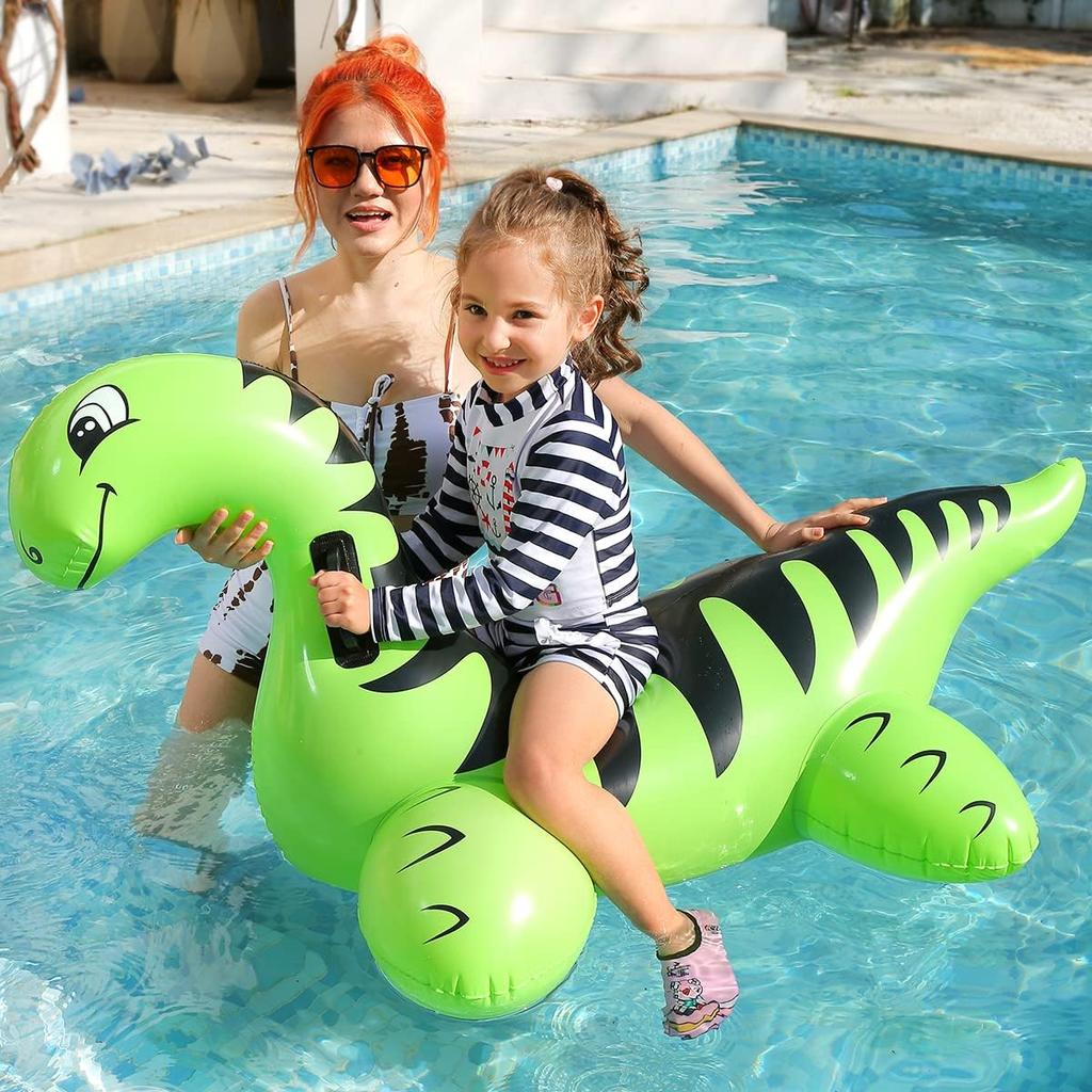 Inflatable Dinosaur Swimming Pool Toys Ride-On Inflatable Swimming Pool Beach Swimmer Summer Water Fun Raft for Kids and Adults